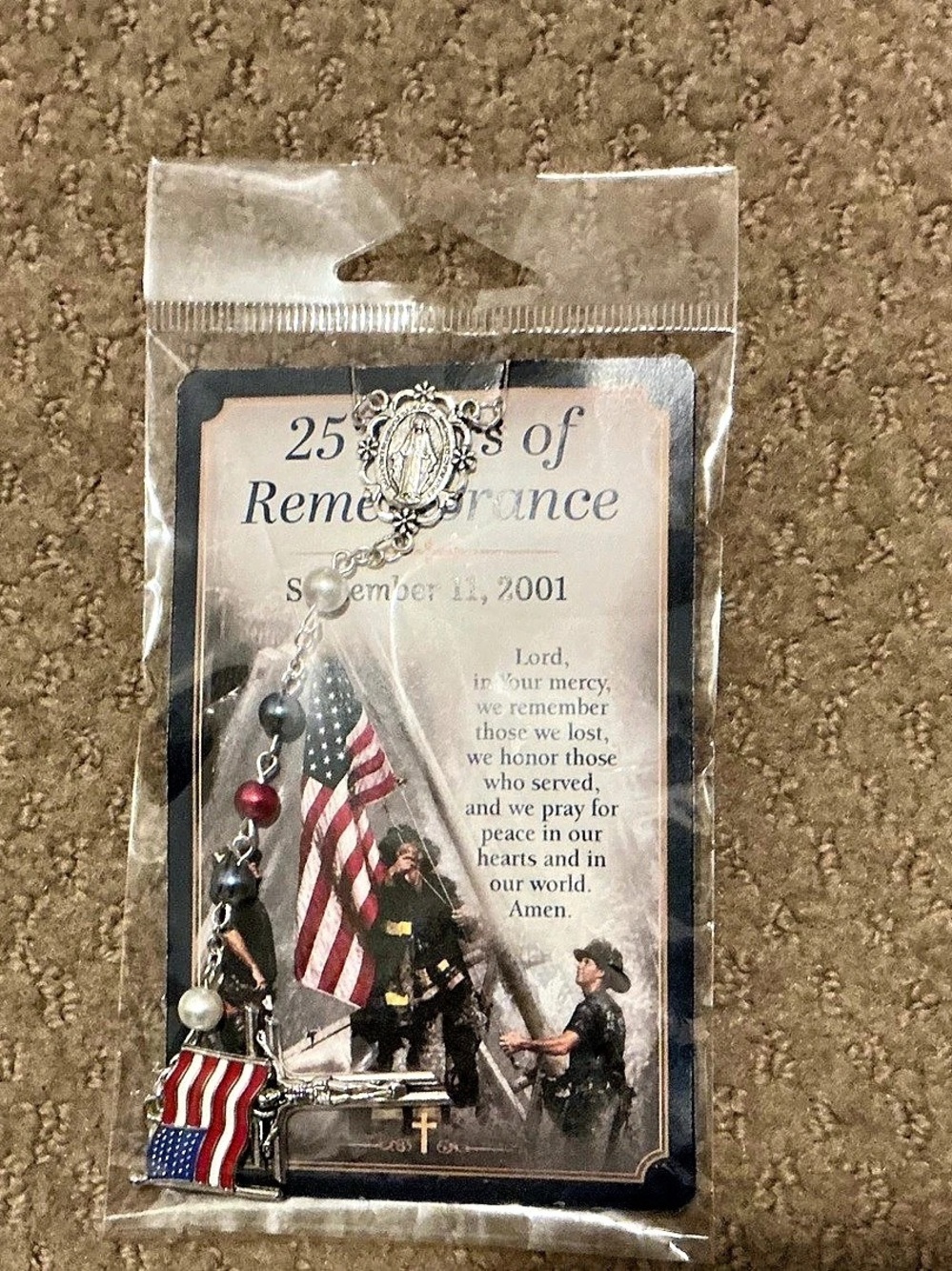 25 Years of Remembrance Patriotic Memorial Beaded Necklace